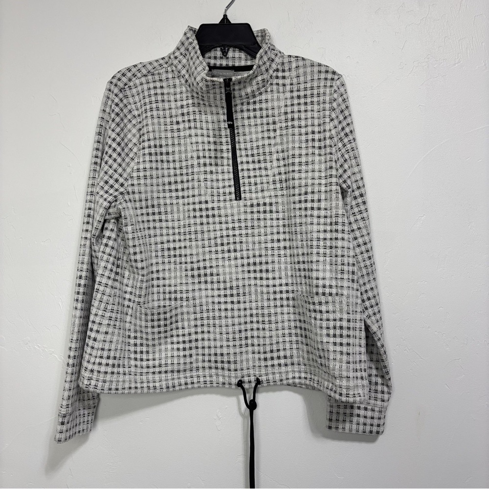 Talbots Black and White Checkered Pullover Top Size S